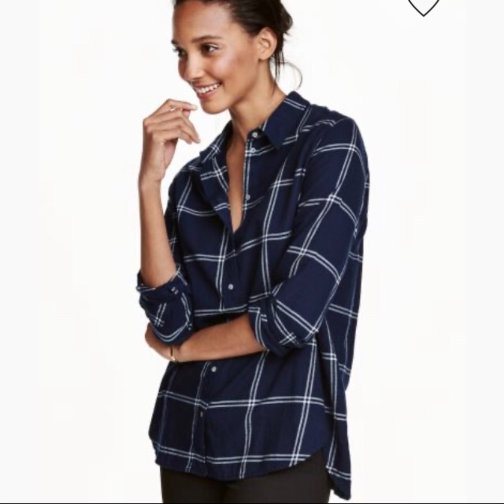 H&M Blue Flannel Long Sleeve Shirt